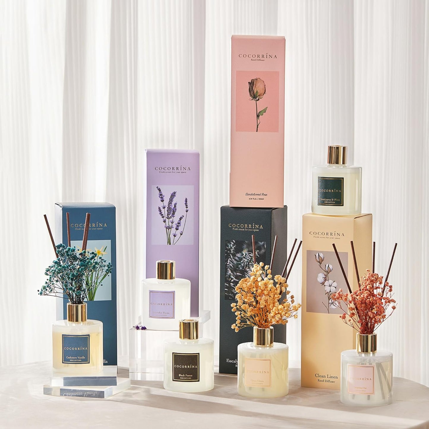 Luxury Reed Diffuser Set - Clean Linen Scent with Elegant Glass Vessel